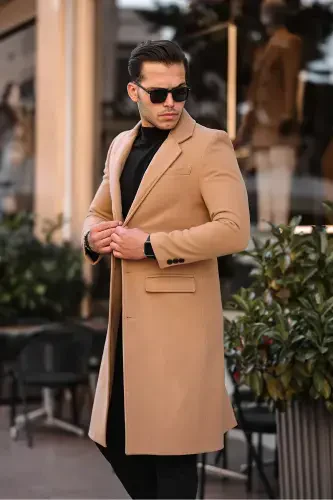 Erkaklar Slim-Fit uzun junli palto-vizon - GM GIYIMARKET (1)