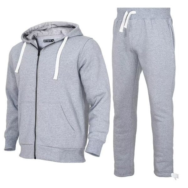 Erkaklar sport kostyumi 2 qismli kundalik sport uzun qisma sport kostyumi yugurish, mashq qilish, mashg'ulotlar uchun (kulrang, 3XL) - 1
