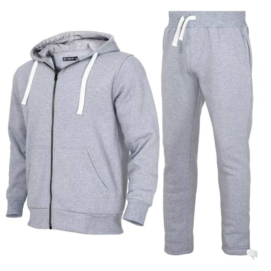 Erkaklar sport kostyumi 2 qismli kundalik sport uzun qisma sport kostyumi yugurish, mashq qilish, mashg'ulotlar uchun (kulrang, 3XL) - 1