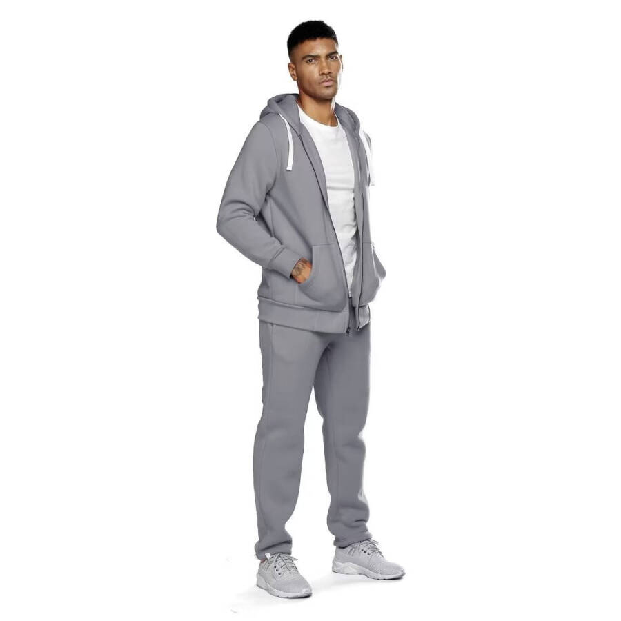 Erkaklar sport kostyumi 2 qismli kundalik sport uzun qisma sport kostyumi yugurish, mashq qilish, mashg'ulotlar uchun (kulrang, 3XL) - 3