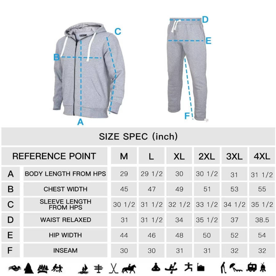 Erkaklar sport kostyumi 2 qismli kundalik sport uzun qisma sport kostyumi yugurish, mashq qilish, mashg'ulotlar uchun (kulrang, 3XL) - 5