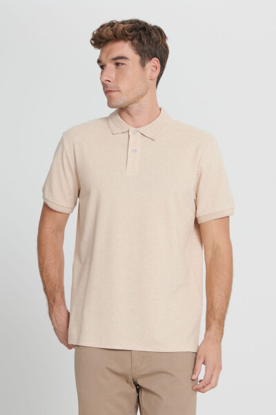 Erkaklar Sutli Kofe-Ekru Slim Fit Tor Kesim %100 Paxta Polo Yaka Futbolka - ALTINYILDIZ CLASSICS