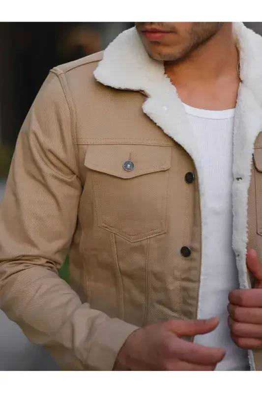 Erkaklar trend qishki ichi mo'ynali jinsi kurtka tosh-TOSH - 2