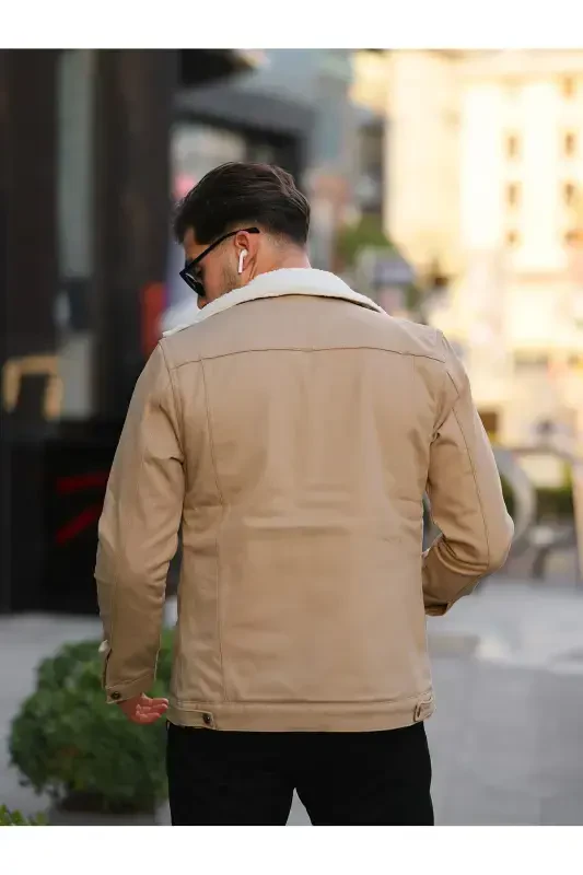 Erkaklar trend qishki ichi mo'ynali jinsi kurtka tosh-TOSH - 4