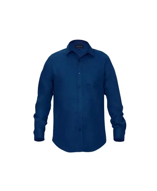 Erkaklar tugmali klassik fasonli flanel ko'ylak - Navy - 1