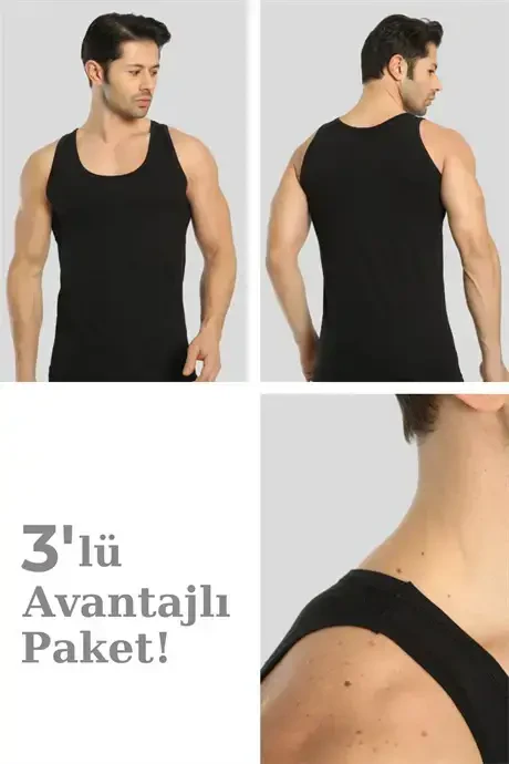 Erkaklar uchli qora bluzka 100% paxtadan - BÜYÜKBEDENIZ