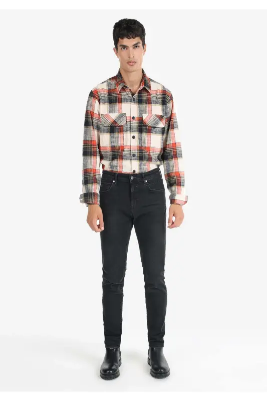 Erkaklar uchun 041 Danny Slim Fit Pastki Bel To'g'ri Oyoqli Jinsi Shimlar - 1