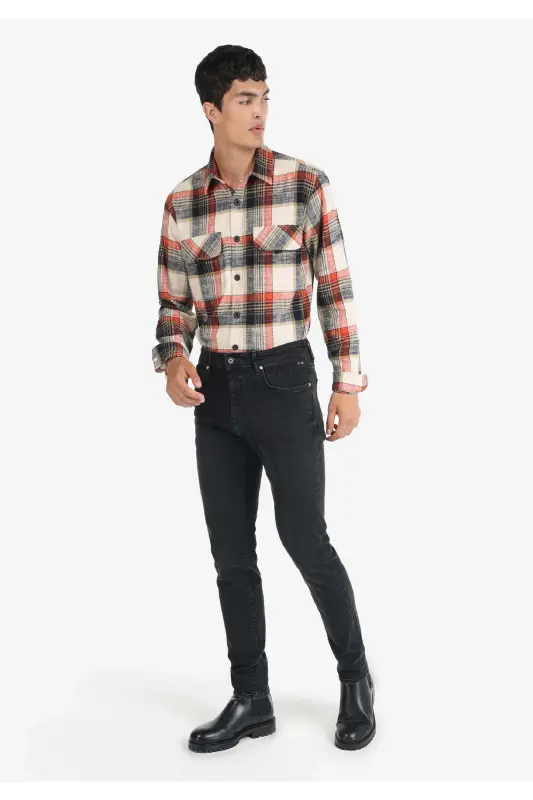 Erkaklar uchun 041 Danny Slim Fit Pastki Bel To'g'ri Oyoqli Jinsi Shimlar - 3