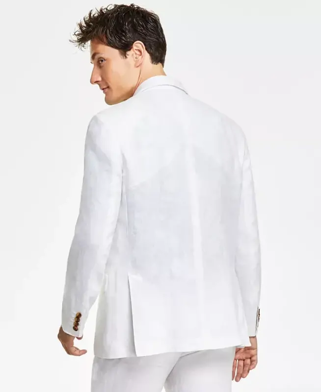 Erkaklar uchun 100% zig'irdan tikilgan Blazer, Modazone-Oq rang uchun yaratilgan - 2