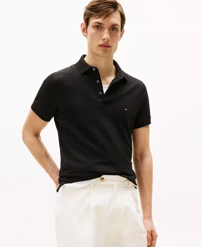 Erkaklar uchun 1985 Slim Fit Polo ko'ylak — Qora - TOMMY HILFIGER