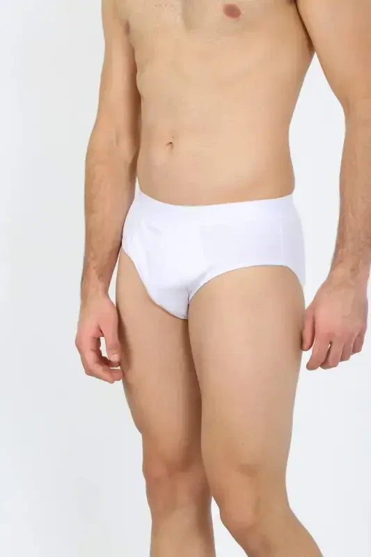 Erkaklar uchun 3 dona paxta, qora, oq, kulrang likrali slip, 40123 - BÜYÜKBEDENIZ