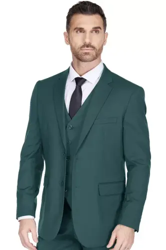 Men's 3-Piece Classic Fit Performance Stretch Suit-Hunter green - 3