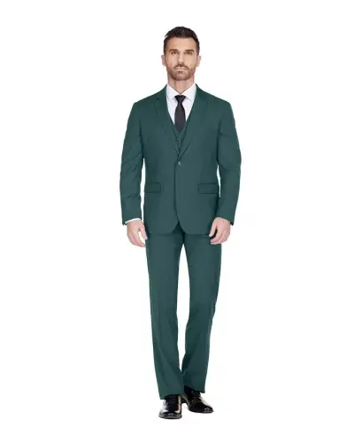 Men's 3-Piece Classic Fit Performance Stretch Suit-Hunter green - 4