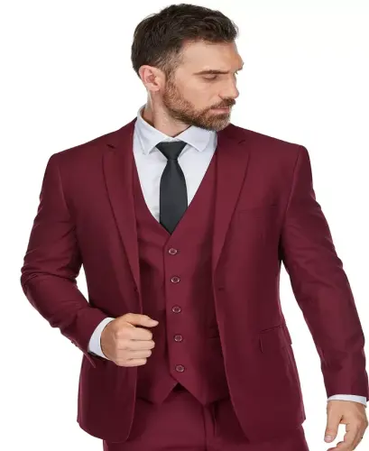 Erkaklar uchun 3 qismli premium yelekli tor kostyum - 5