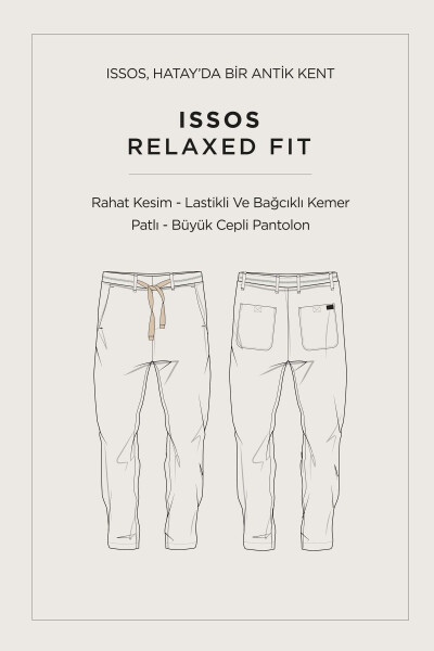 Erkaklar uchun antrasit rangli Issos Relaxed Fit shim, elastik kamarli, 100% zig'ir B003032 - 8