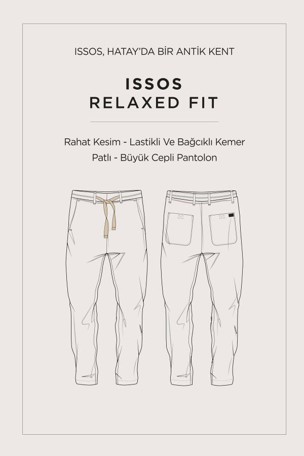 Erkaklar uchun antrasit rangli Issos Relaxed Fit shim, elastik kamarli, 100% zig'ir B003032 - 8