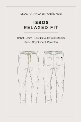 Erkaklar uchun antrasit rangli Issos Relaxed Fit shim, elastik kamarli, 100% zig'ir B003032 - 8