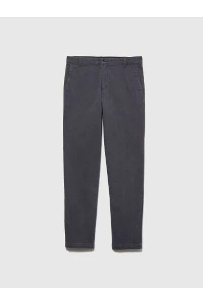 Erkaklar uchun antrasit rangli slim fit vintage effektli chino shim - SISLEY (1)