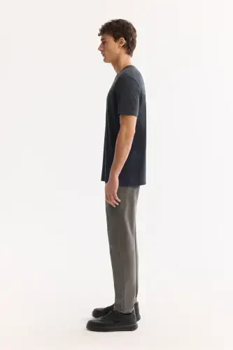 Erkaklar uchun antrasit rangli T-shirt Soft Touch dumaloq yoqa Regular Fit B001031 - 3