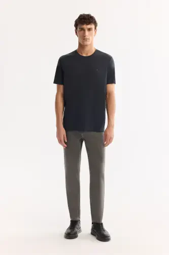 Erkaklar uchun antrasit rangli T-shirt Soft Touch dumaloq yoqa Regular Fit B001031 - 5