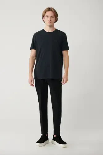 Erkaklar uchun antrasit rangli T-shirt Soft Touch dumaloq yoqa Regular Fit B001031 - 6