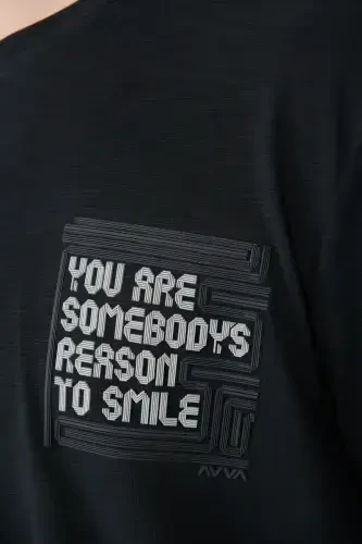 Erkaklar uchun antrasit rangli velosiped yoqasi bosimlangan Soft Touch Regular Fit T-shirt A41y1136 - 5