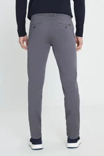 Erkaklar uchun antratsit tizzasi chiqmaydigan slim fit tor kesimli paxtali egiluvchan casual shim - Antratsit - 6