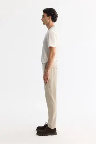 Erkaklar uchun bej Lamus Slim Fit Chino shimlari Klassik bel Yumshoq cho'tkasi Slim Fit B003035 - AVVA (1)