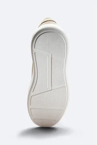 Erkaklar uchun bej rangli 100% zamsh teridan tikilgan egiluvchan taglikli kundalik poyabzallar - 5