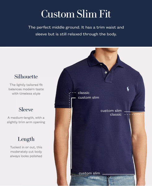 Erkaklar uchun Big Pony Custom Slim Fit Mesh Polo Newport Navy - 3