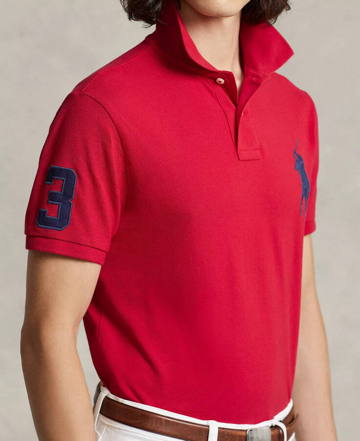 Erkaklar uchun Big Pony Custom Slim Fit Mesh Polo Qizil - 6