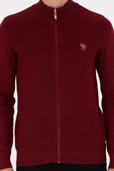 Erkaklar uchun bordo rangli asosiy triko hırka - 6