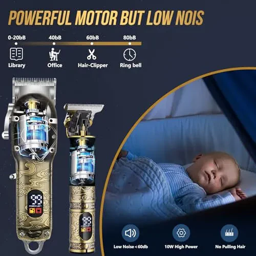 Erkaklar uchun burun tuklarini, soqol va sochlarini olish uchun simsiz professional soch qirqgich va qirqish to'plami, erkaklar uchun folga elektr ustara, soch turmagi parvarishi to'plami, LCD displeyli qayta zaryadlanuvchi sartarosh qirqgichlar to'plami - 6