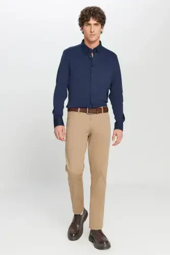 Erkaklar uchun Camel Slim Fit tor kesilgan 5 cho'ntakli paxta kanvas cho'ziluvchan chino shimi - AC&CO / ALTINYILDIZ CLASSICS (1)