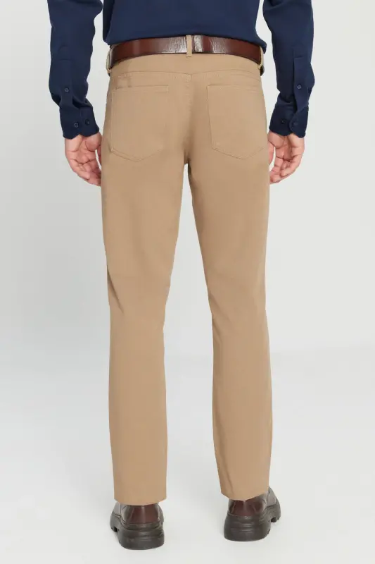 Erkaklar uchun Camel Slim Fit tor kesilgan 5 cho'ntakli paxta kanvas cho'ziluvchan chino shimi - 15