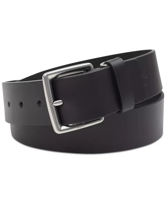 Erkaklar uchun charm kamar halqali ushlagich bilan - Qora - CALVIN KLEIN