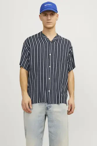 Erkaklar uchun chiziqli qisqa yengli ko'ylak - Luke - 1