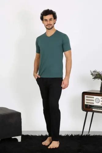 Erkaklar uchun cho'ntli neft rangi pijama 6848 - 12