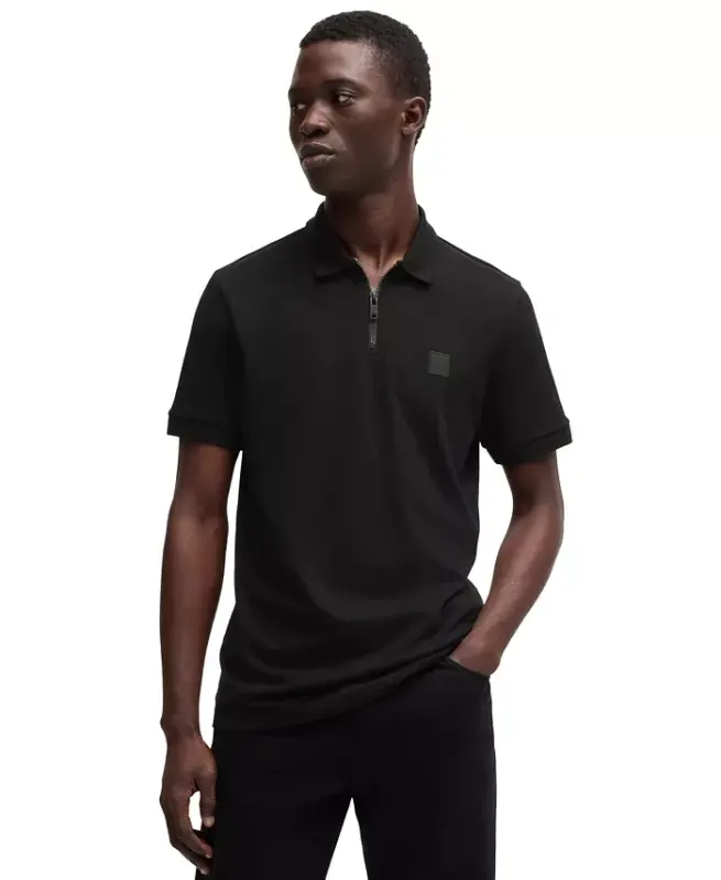 Erkaklar uchun cho'ziluvchan paxta pike slim-fit polo ko'ylak - HUGO BOSS