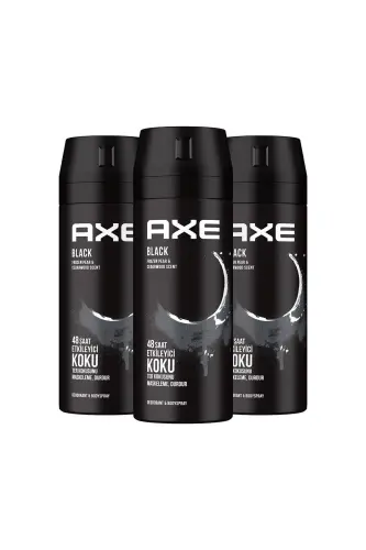 Erkaklar uchun Deodorant & Bodyspray Black 48 soat ta'sirli hidli tana spreyi 150 ml X3 dona - AXE (1)