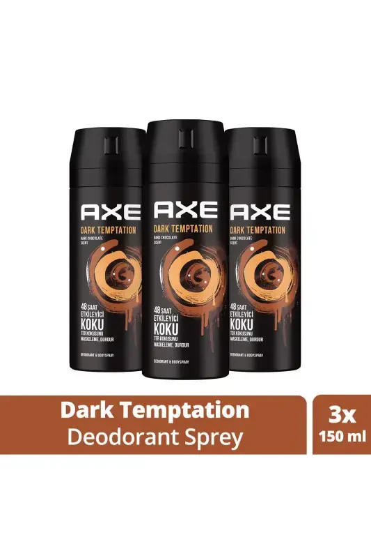 Erkaklar uchun Deodorant & Bodyspray Dark Temptation 48 soat ta'sirli xushbo'y hidli tananing spreyi 150 ml X3 dona - 1