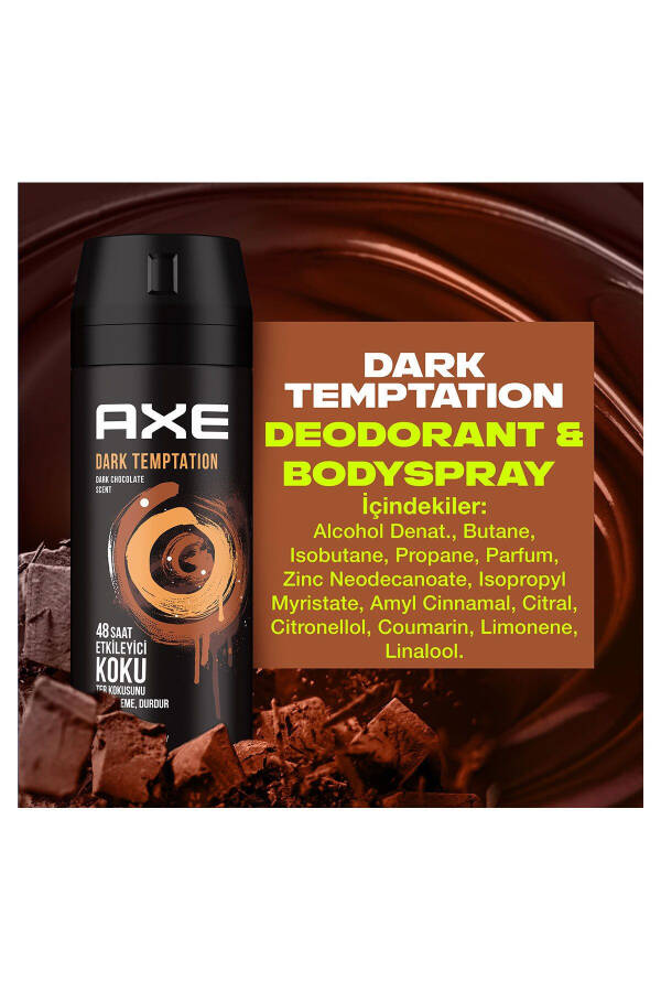 Erkaklar uchun Deodorant & Bodyspray Dark Temptation 48 soat ta'sirli xushbo'y hidli tananing spreyi 150 ml X3 dona - 24