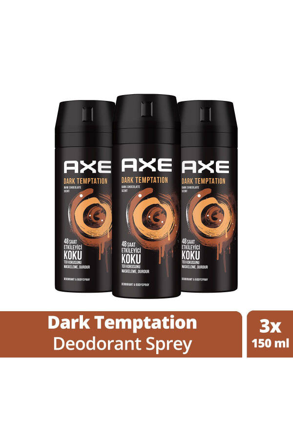 Erkaklar uchun Deodorant & Bodyspray Dark Temptation 48 soat ta'sirli xushbo'y hidli tananing spreyi 150 ml X3 dona - 1