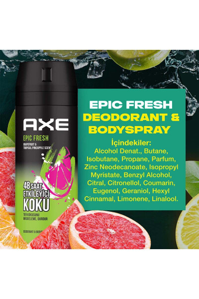 Erkaklar uchun Deodorant & Bodyspray Epic Fresh 48 soat ta'sirli xushbo'y 150 ml X3 - 24