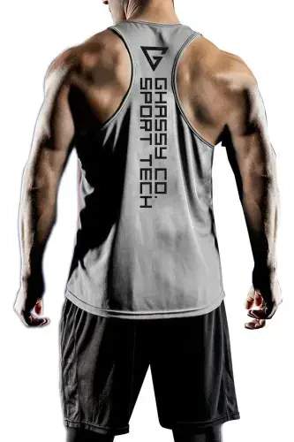 Erkaklar uchun Dry Fit Y-back Gym Fitness sport atlet Gym-101-OCHIQ QUL RANG - 1
