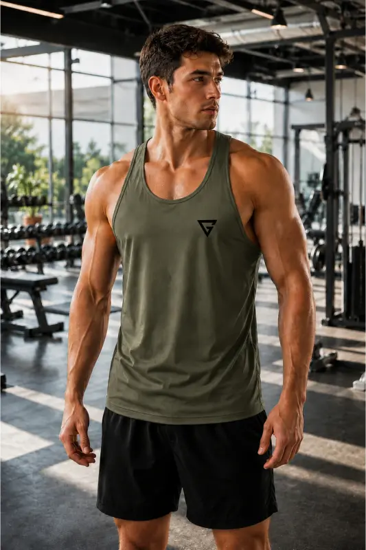 Erkaklar uchun Dry Fit Y-back Gym Fitness sport atletikasi Gym-101-HAKI - 2