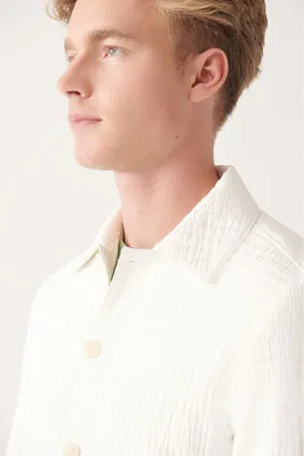 Erkaklar uchun ekru rangli kapitonli ko'ylagi - AVVA (1)