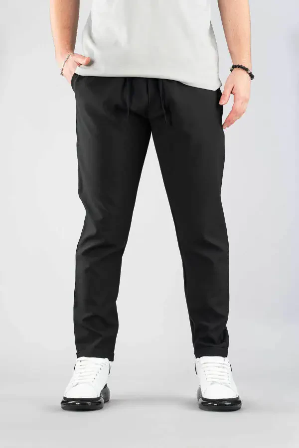 Erkaklar uchun Elastik Belbog'li Slim Fit Cho'ziluvchan Likrali Asosli Paxta Jogger Shimlari - 4