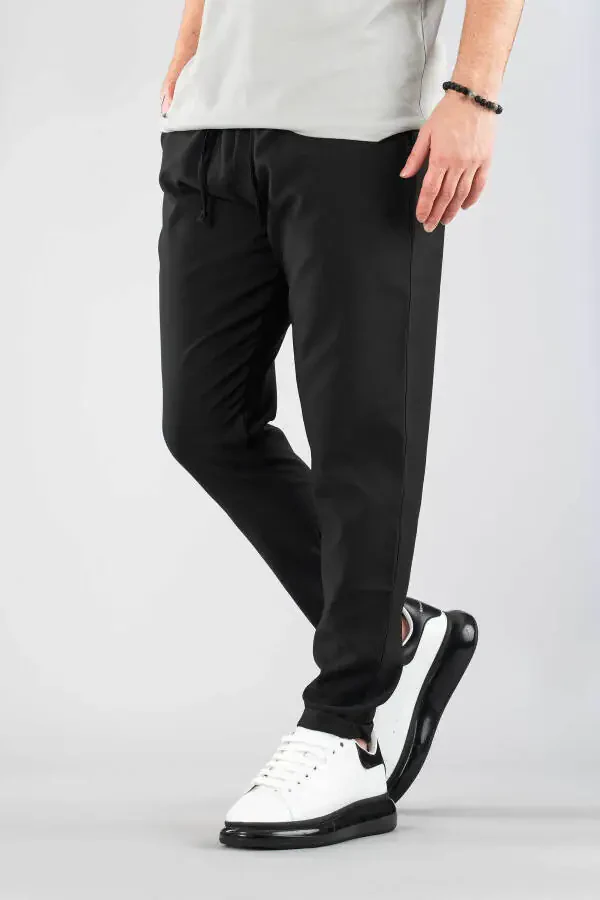 Erkaklar uchun Elastik Belbog'li Slim Fit Cho'ziluvchan Likrali Asosli Paxta Jogger Shimlari - 5