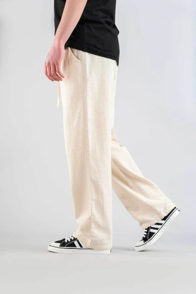 Erkaklar uchun Elastik Belbog'li Slim Fit Elastik Likrali Asosli Paxta Jogger Shimim - 4